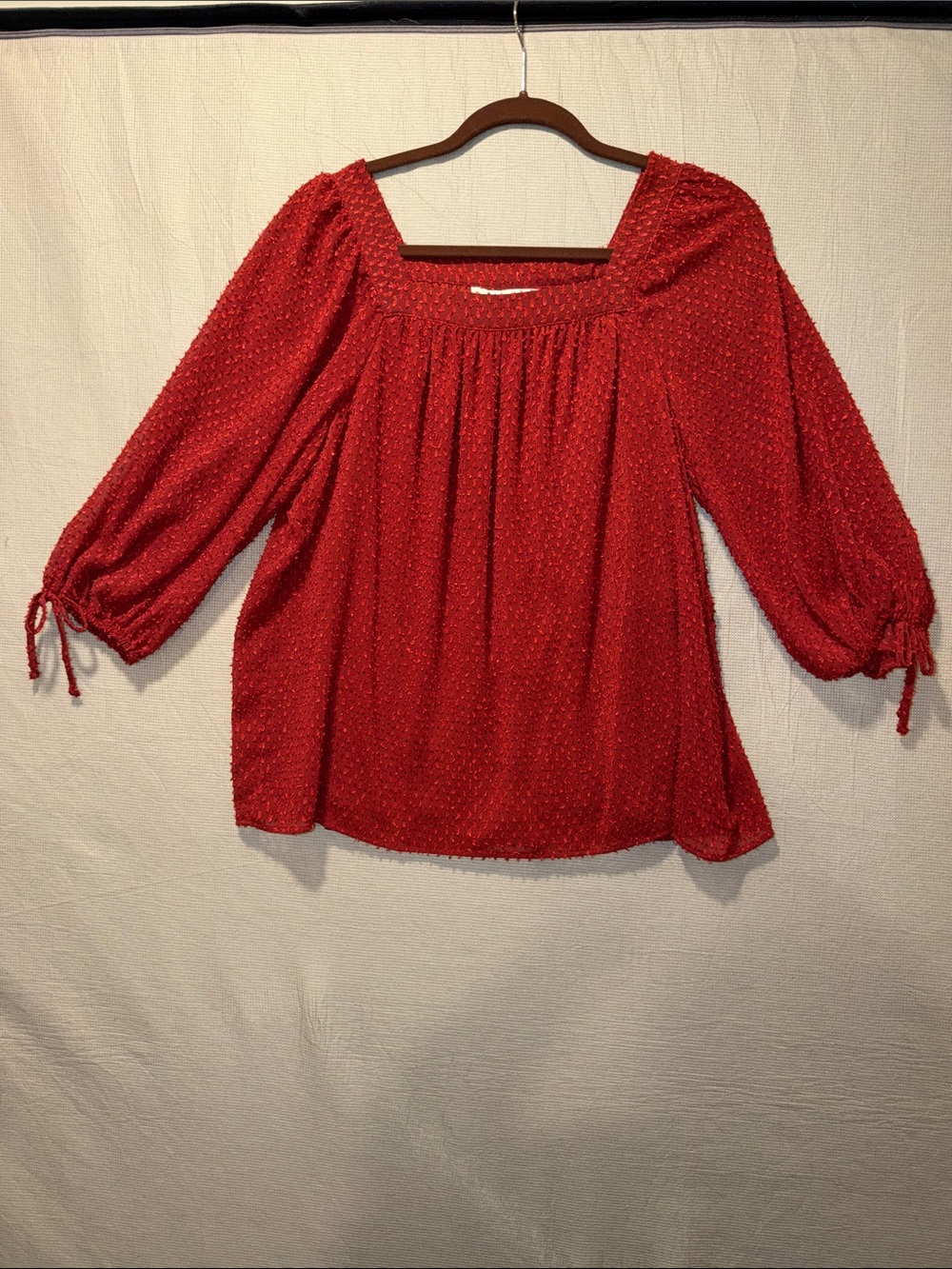 LC Lauren Conrad Red Square-Neck Peasant Blouse